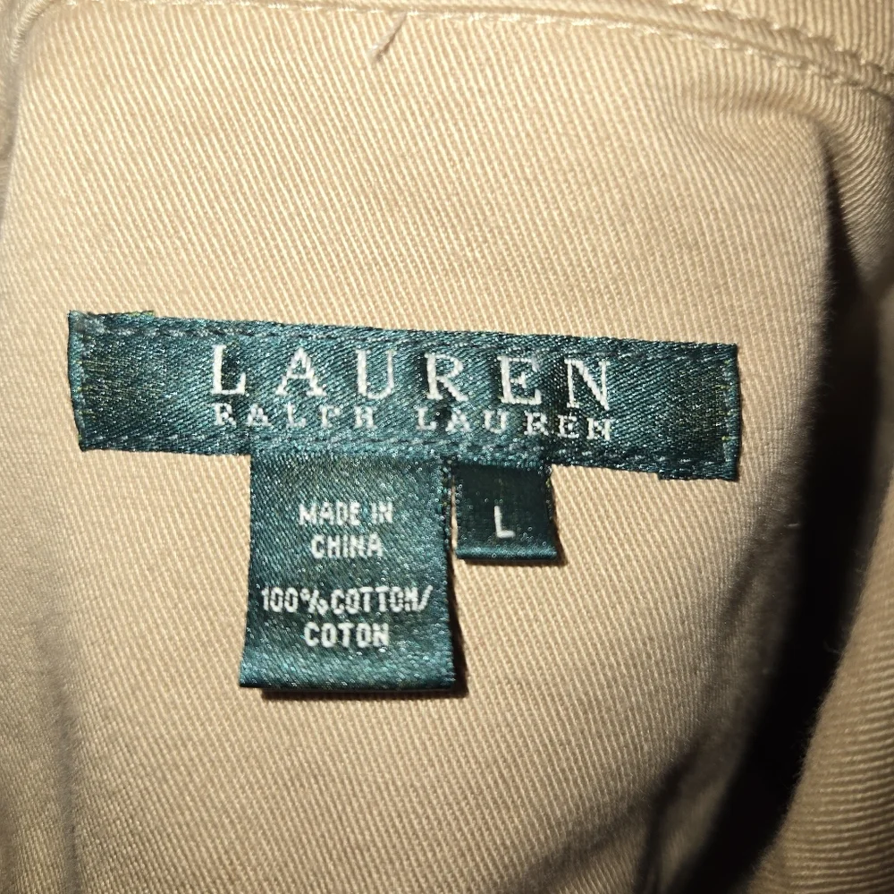 Lauren Ralph Lauren VTG Y2K Khaki 100% Cotton 3 Button Safari Style‎ Blazer Sz L